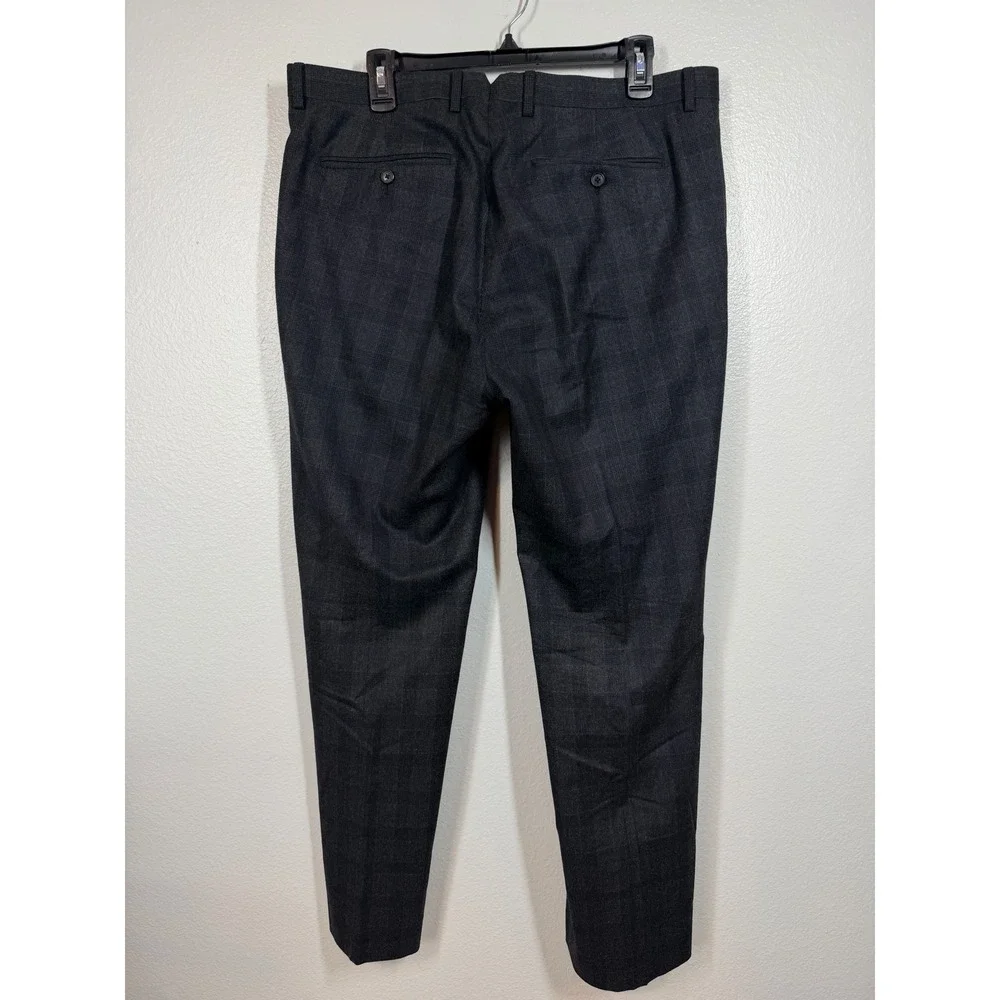 Banana Republic Dress Pants Mens 36x32 Gray Plaid Vitaler Barberis Canonico Wool